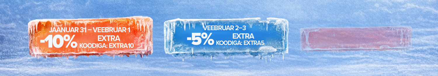 L&otilde;pum&uuml;&uuml;gi viimased p&auml;evad! Saa lisasoodustust koodidega EXTRA15, EXTRA10 ja EXTRA5. Kiirusta ja kasuta pakkumist kohe!